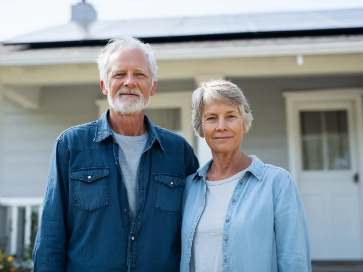 Retired Ontario couple reviewing reverse mortgage options at home